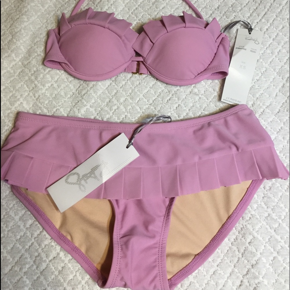 2 Piece Bikini Swimsuit in Pinkish Mauve Size XS